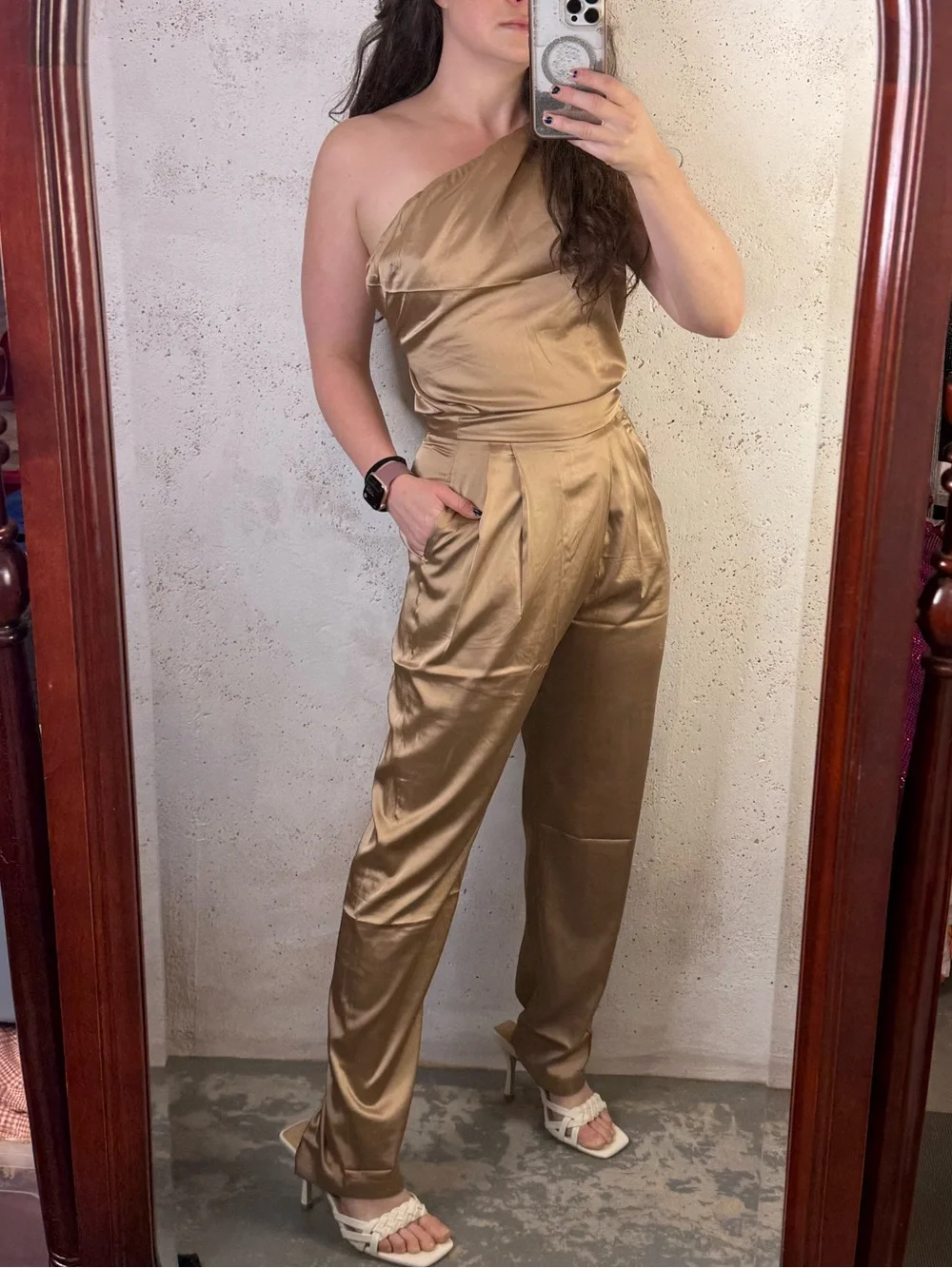 MARBLE Bronze Satin SET Top and Pleated Trouser Pants NEW Size Small